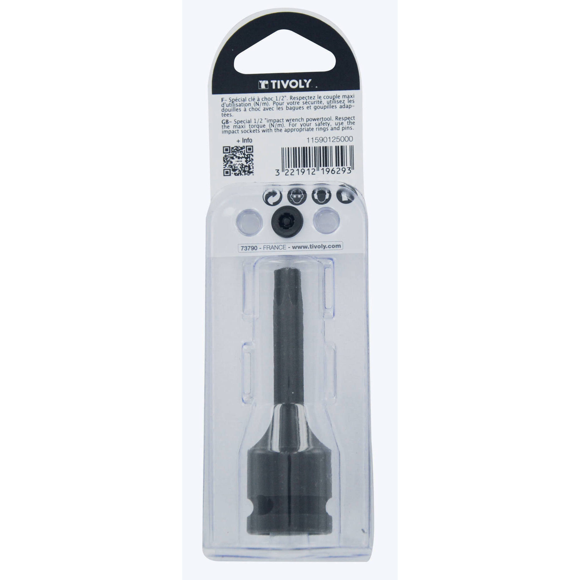 Casquillo de impacto H 1/2" -IMPACTO -Para tornillos Torx hembra (Blíster) N°: N50 / L: 78