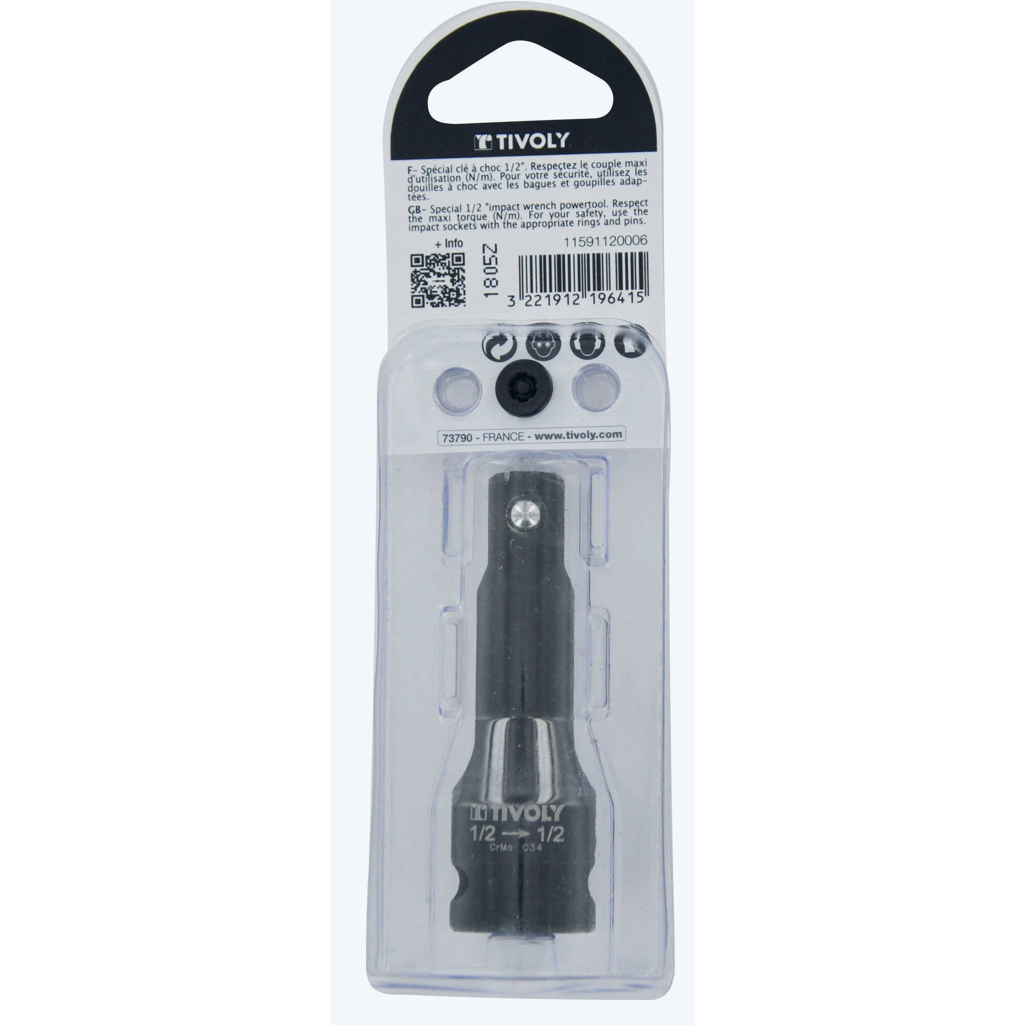 Extensión de impacto H 1/2" > M 1/2" L. 75 mm -IMPACTO -Para llaves de vaso H 1/2"