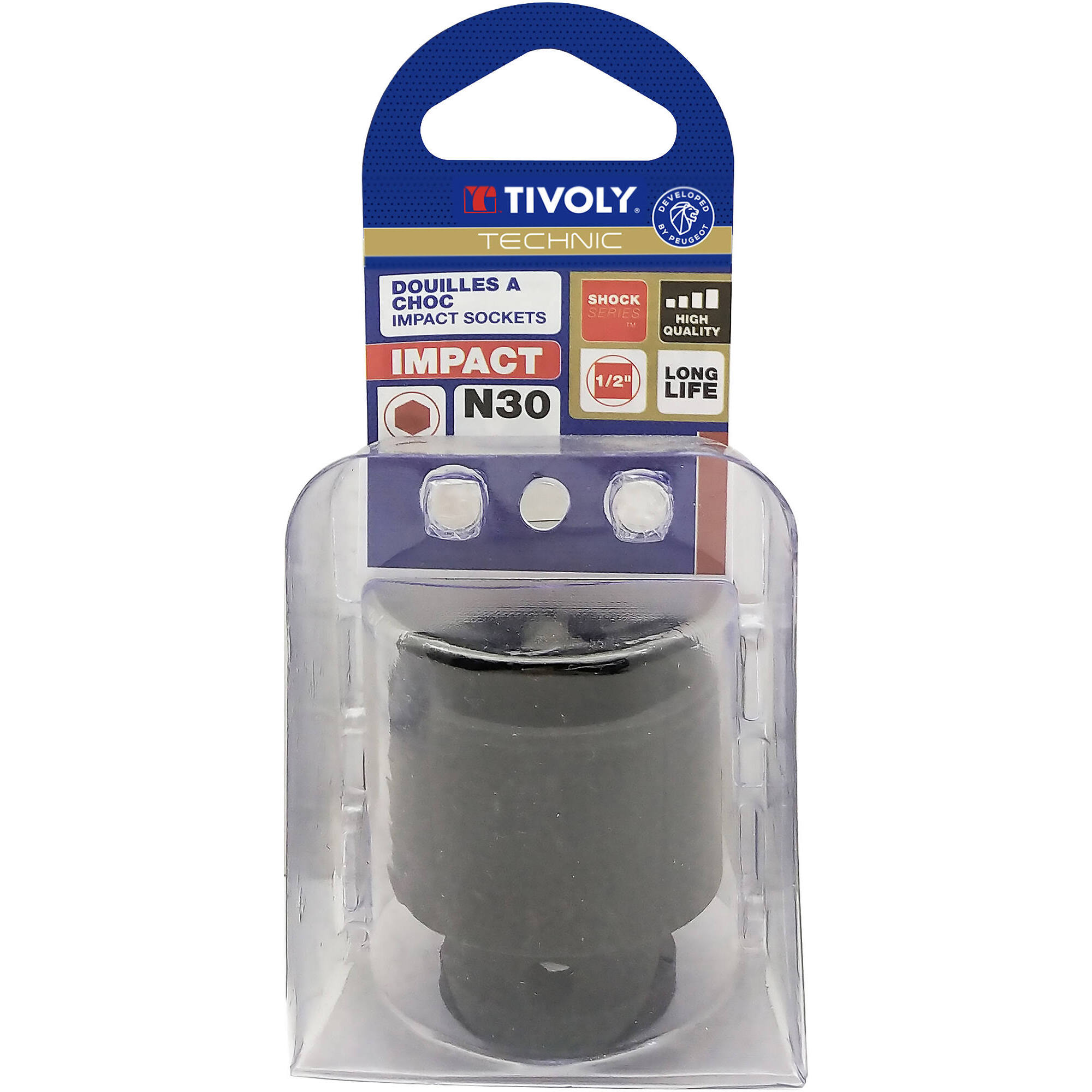 Casquillo de impacto H 1/2" -IMPACTO -Para tornillos hexagonales macho (Estuche blíster) N°: N30 / L: 42