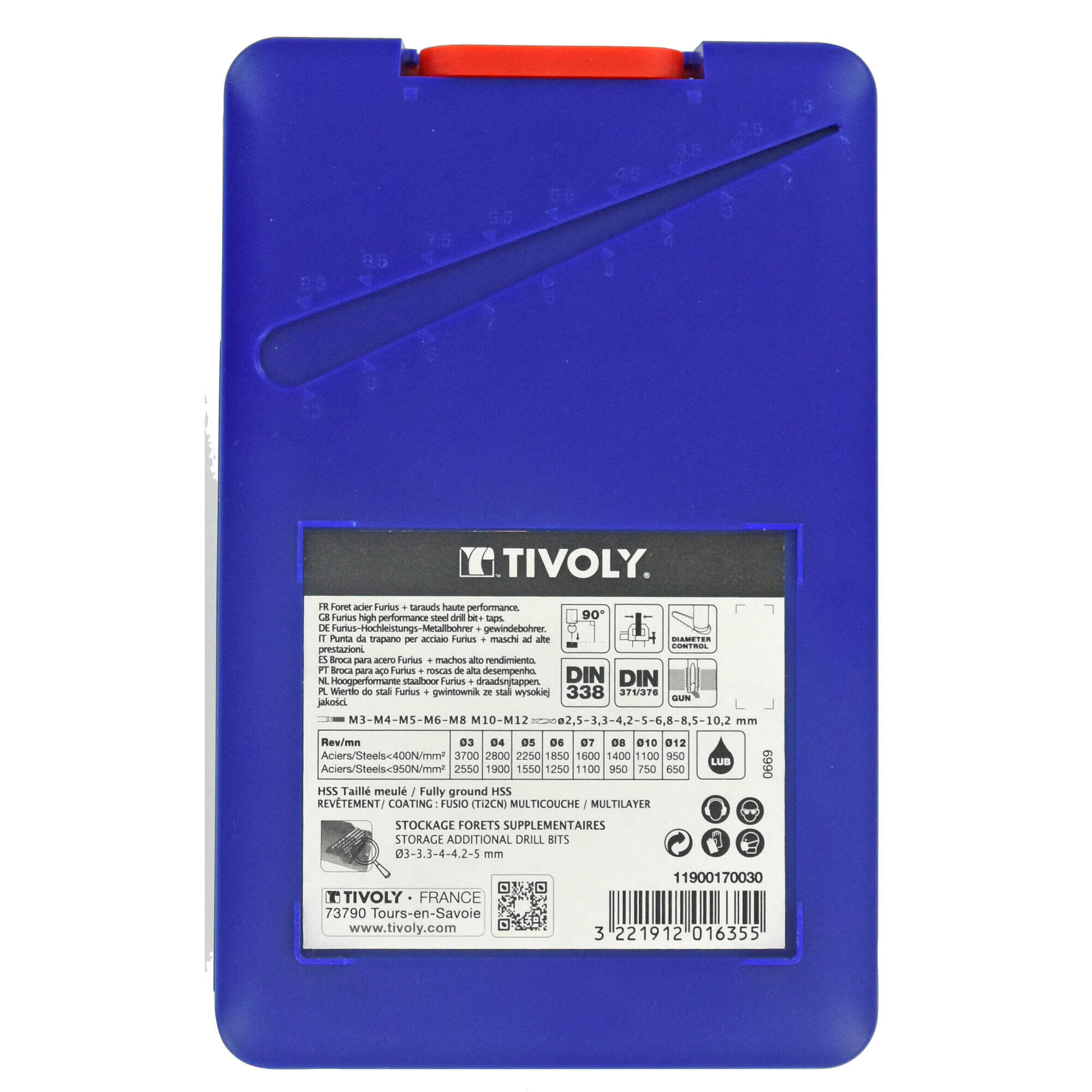 14 piezas - 7 machos de roscar HSS GUN DIN 371/376 M3 a M12 + 7 brocas HSS FURIUS con recubrimiento Fusio TECHNIC