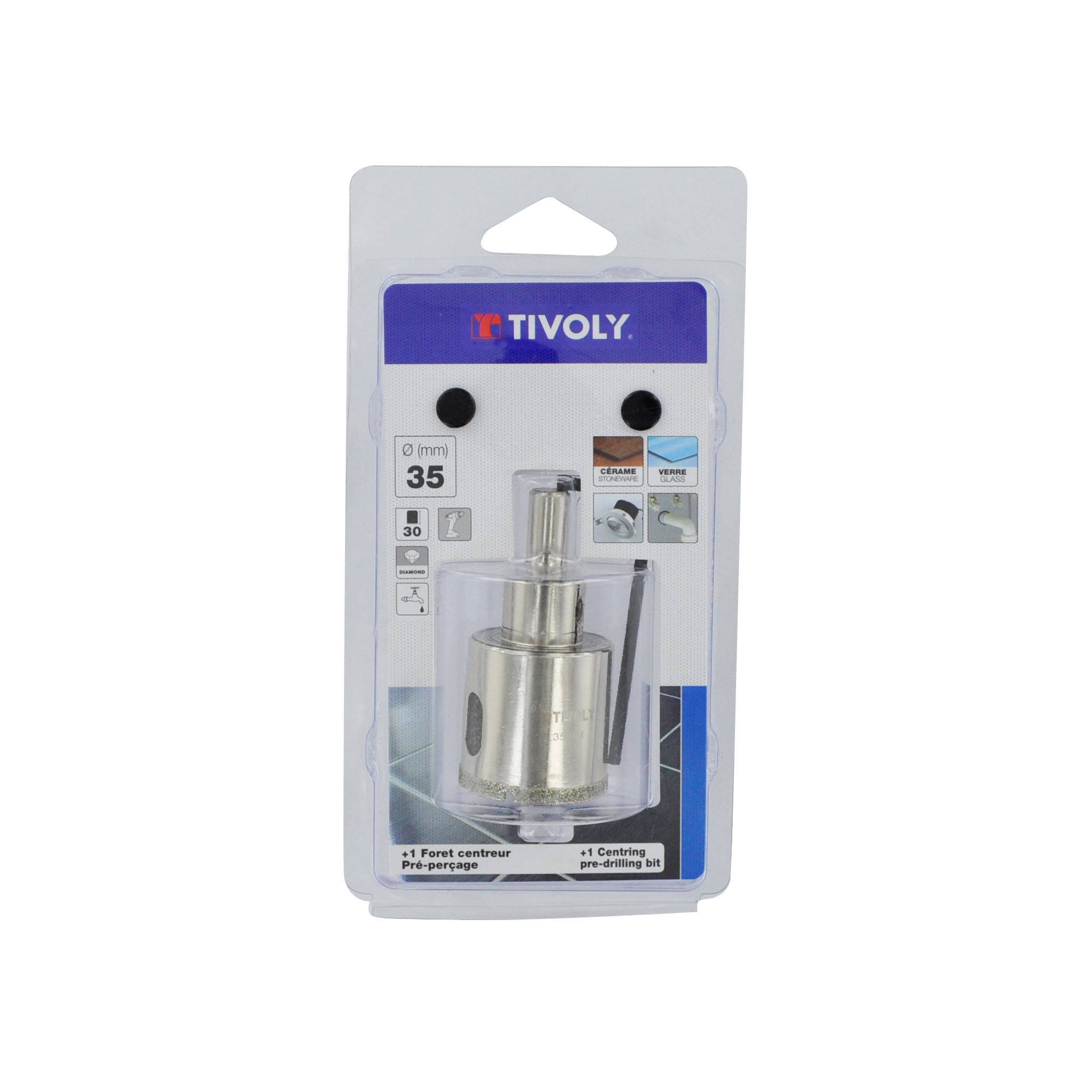 Ø: 35 / Sierra corona diamante corte con refrigeración (Estuche blíster) / H: 30