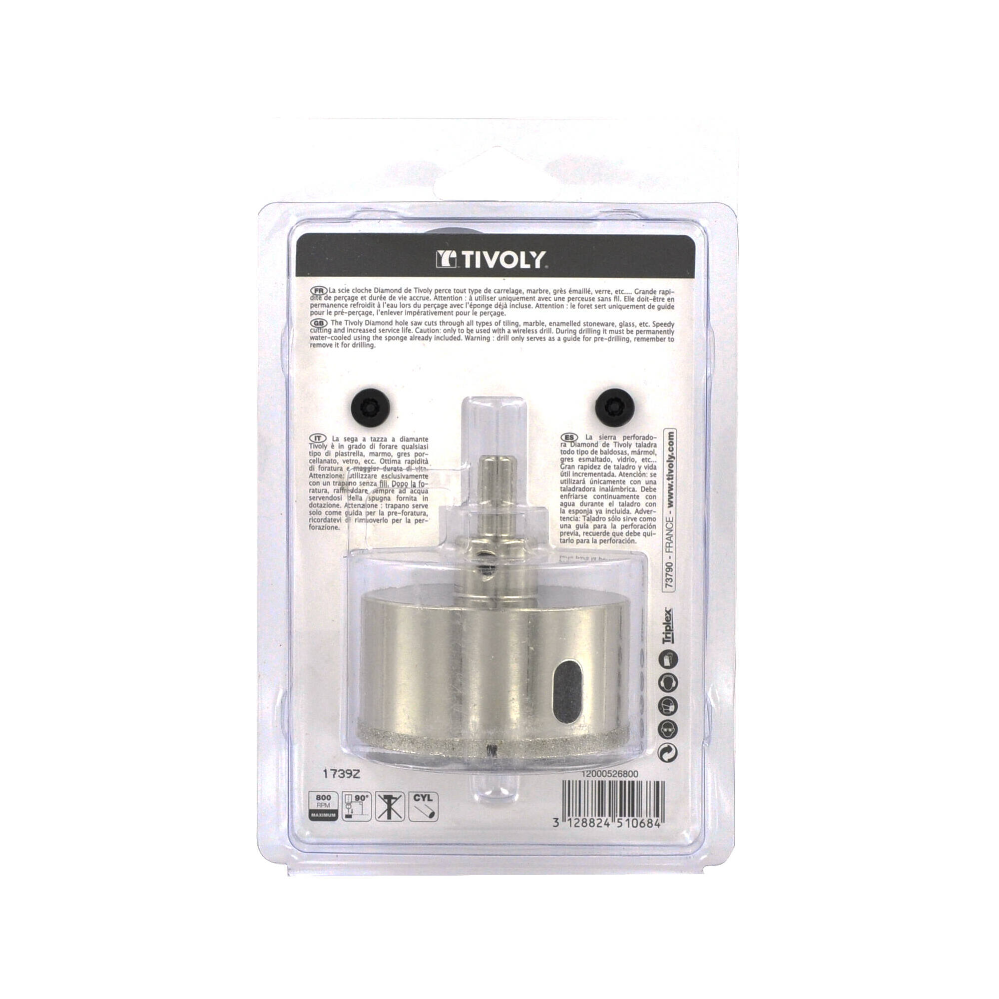 Ø: 68 / Sierra corona diamante corte con refrigeración (Estuche blíster) / H: 30