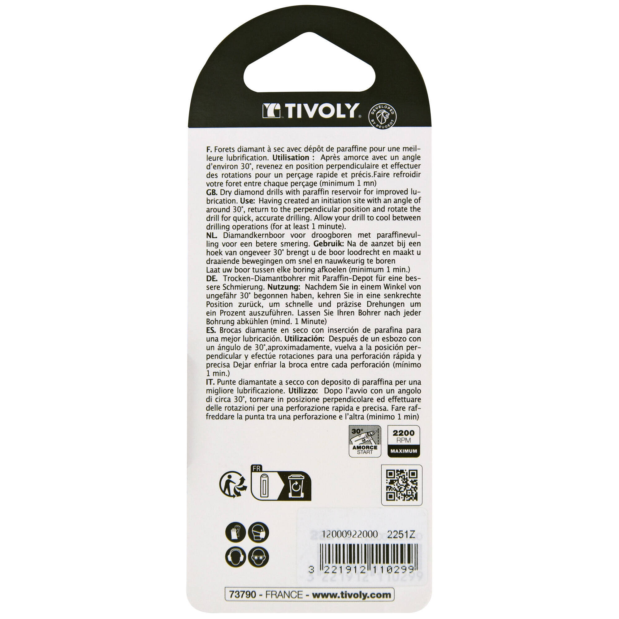 Ø: 20 / Sierra corona diamante corte en seco (Estuche blíster) / H: 43