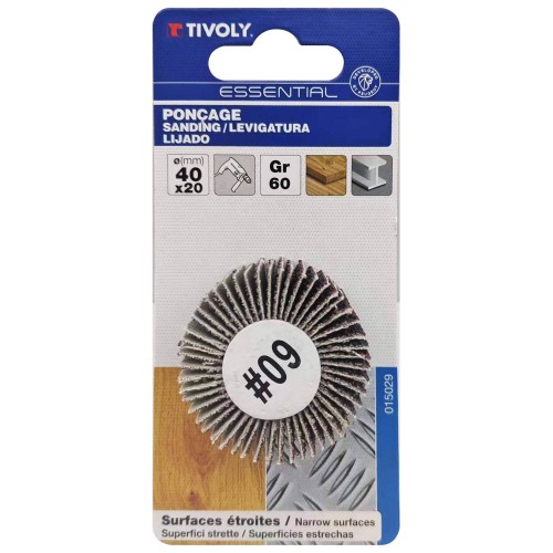 Rueda de LÁMINAS ABRASIVAS (Cartoncillo colgante) / Dim Ø40x20 / Gr : 60