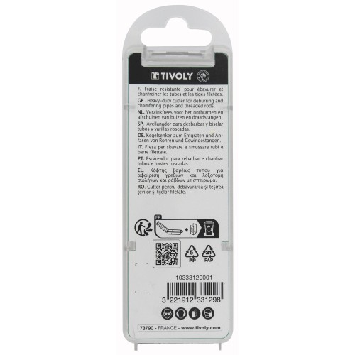 Fresa HCS para desbarbar tubos y varillas roscadas. Vástago hexagonal de 6,35 mm de cambio rápido - Ø 4 a 20 mm