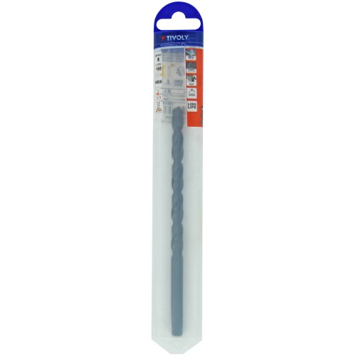 Ø: 8 / L: 165 / Broca para metal HSS -Tratamiento STEAM -DIN340 -h8 -Serie larga -Afilado split Point (Funda plástico)