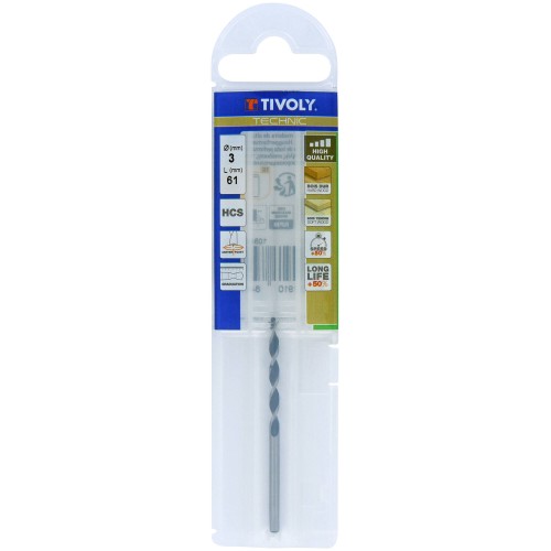 Ø: 3 / Broca para madera de 3 puntas -Mango cilíndrico -Graduada SLR (Funda plástico) / L: 61