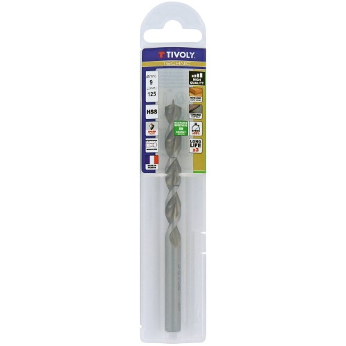 Ø: 9 / Broca para madera HSS -Afilado Speed point -Mango cilíndrico -Graduada SLR (Funda plástico) / L: 125