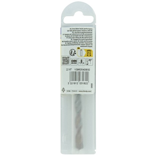 Ø: 9 / Broca para hormigón -Placa de Metal Duro con punta de centrado -Mango cilíndrico de 3 caras planas -Graduada SLR (Funda plástico) / L: 120