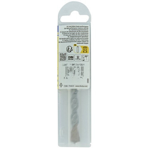 Ø: 10 / Broca para hormigón -Placa de Metal Duro con punta de centrado -Mango cilíndrico de 3 caras planas -Graduada SLR (Funda plástico) / L: 120
