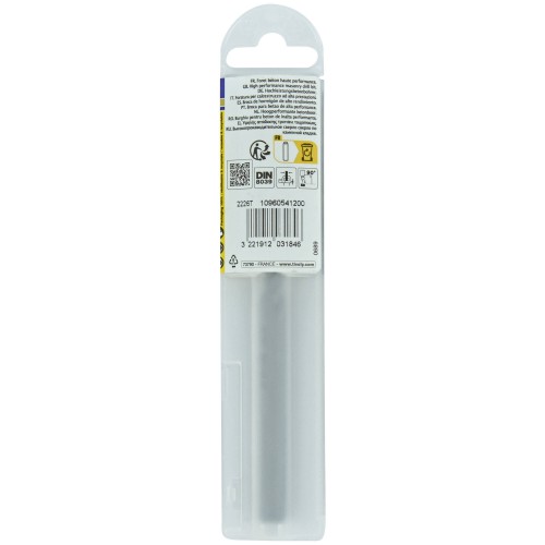 Ø: 12 / Broca para hormigón -Placa de Metal Duro con punta de centrado -Mango cilíndrico de 3 caras planas -Graduada SLR (Funda plástico) / L: 150