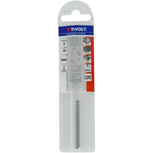 Ø: 2 / L: 49 / Broca para metal HSS -Afilado SPLIT POINT (Funda plástico)