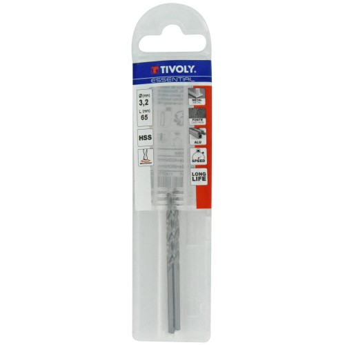 Ø: 3.2 / L: 65 / Broca para metal HSS -Afilado SPLIT POINT (Funda plástico)