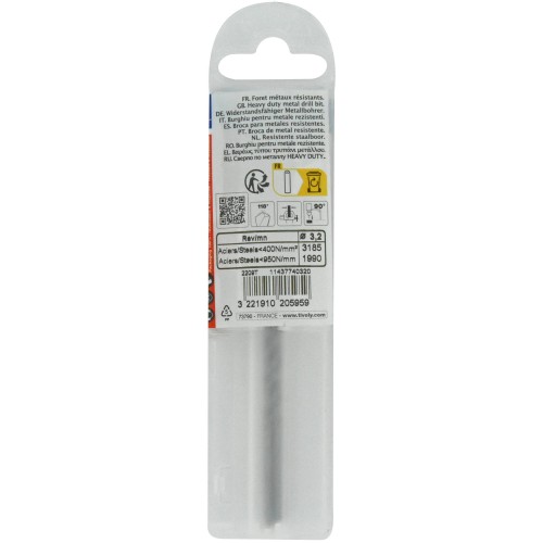 Ø: 3.2 / L: 65 / Broca para metal HSS -Afilado SPLIT POINT (Funda plástico)