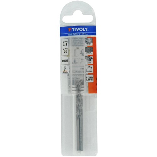 Ø: 3.5 / L: 70 / Broca para metal HSS -Afilado SPLIT POINT (Funda plástico)