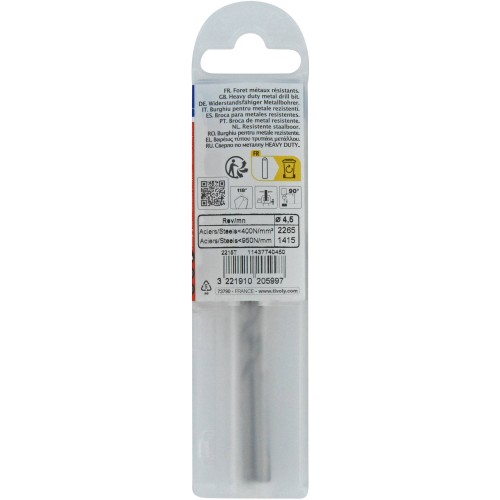 Ø: 4.5 / L: 80 / Broca para metal HSS -Afilado SPLIT POINT (Funda plástico)