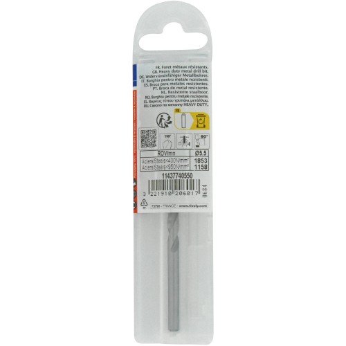 Ø: 5.5 / L: 93 / Broca para metal HSS -Afilado SPLIT POINT (Funda plástico)