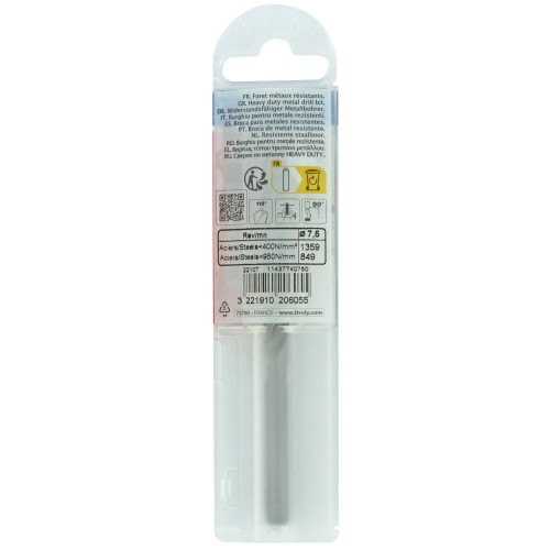 Ø: 7.5 / L: 109 / Broca para metal HSS -Afilado SPLIT POINT (Funda plástico)