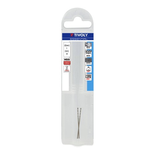 Ø: 1 / L: 34 / Broca para metal HSS-E5 (cobalto 5 %) -Afilado SPLIT POINT -Graduada SLR (Funda plástico)