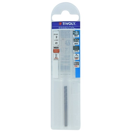 Ø: 2 / L: 49 / Broca para metal HSS-E5 (cobalto 5 %) -Afilado SPLIT POINT -Graduada SLR (Funda plástico)