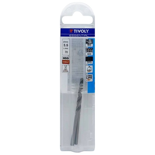 Ø: 3.5 / L: 70 / Broca para metal HSS-E5 (cobalto 5 %) -Afilado SPLIT POINT -Graduada SLR (Funda plástico)