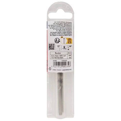 Ø: 4.5 / L: 80 / Broca para metal HSS-E5 (cobalto 5 %) -Afilado SPLIT POINT -Graduada SLR (Funda plástico)