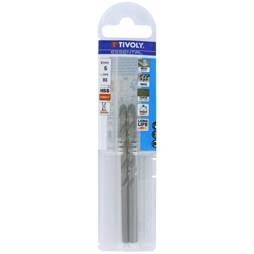 Ø: 5 / L: 86 / Broca para metal HSS-E5 (cobalto 5 %) -Afilado SPLIT POINT -Graduada SLR (Funda plástico)