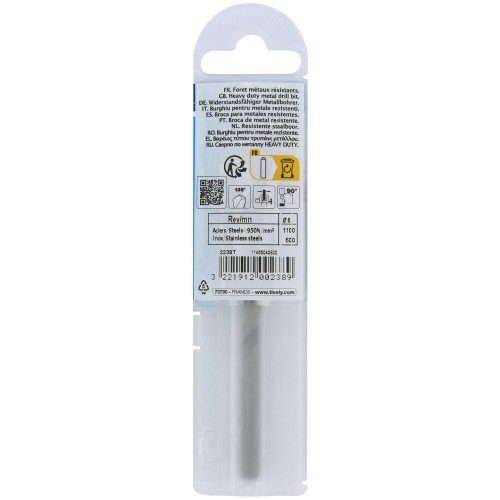 Ø: 6 / L: 93 / Broca para metal HSS-E5 (cobalto 5 %) -Afilado SPLIT POINT -Graduada SLR (Funda plástico)