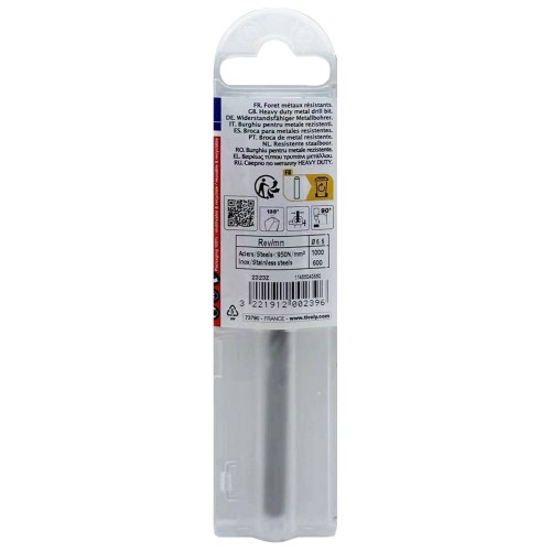 Ø: 6.5 / L: 101 / Broca para metal HSS-E5 (cobalto 5 %) -Afilado SPLIT POINT -Graduada SLR (Funda plástico)