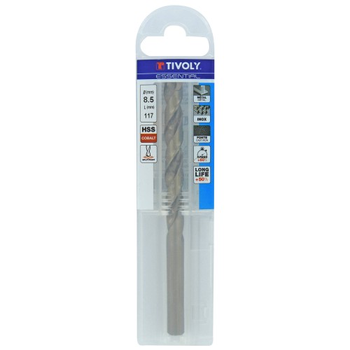 Ø: 8.5 / L: 117 / Broca para metal HSS-E5 (cobalto 5 %) -Afilado SPLIT POINT -Graduada SLR (Funda plástico)