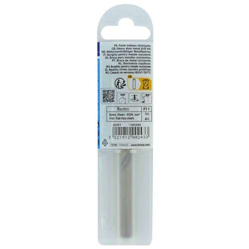 Ø: 8.5 / L: 117 / Broca para metal HSS-E5 (cobalto 5 %) -Afilado SPLIT POINT -Graduada SLR (Funda plástico)