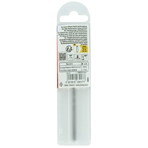 Ø: 3.5 / L: 70 / Broca para metal HSS-E5 (cobalto 5 %) -Afilado SPLIT POINT -Graduada SLR (Funda plástico)
