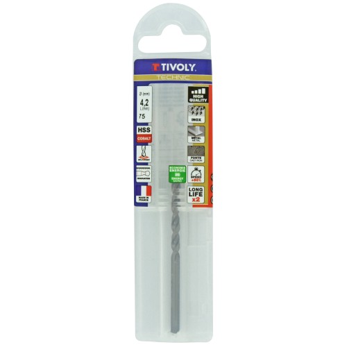 Ø: 4.2 / L: 75 / Broca para metal HSS-E5 (cobalto 5 %) -Afilado SPLIT POINT -Graduada SLR (Funda plástico)