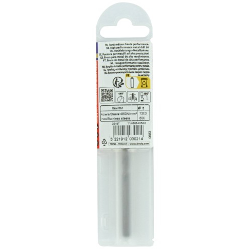 Ø: 5 / L: 86 / Broca para metal HSS-E5 (cobalto 5 %) -Afilado SPLIT POINT -Graduada SLR (Funda plástico)