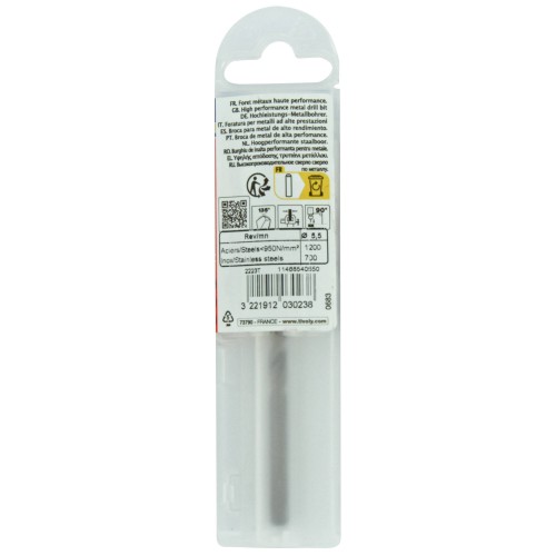 Ø: 5.5 / L: 93 / Broca para metal HSS-E5 (cobalto 5 %) -Afilado SPLIT POINT -Graduada SLR (Funda plástico)