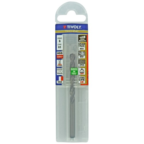 Ø: 6 / L: 93 / Broca para metal HSS-E5 (cobalto 5 %) -Afilado SPLIT POINT -Graduada SLR (Funda plástico)