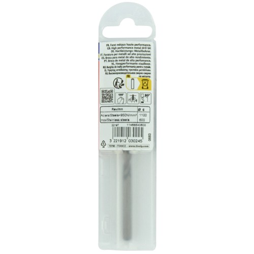 Ø: 6 / L: 93 / Broca para metal HSS-E5 (cobalto 5 %) -Afilado SPLIT POINT -Graduada SLR (Funda plástico)