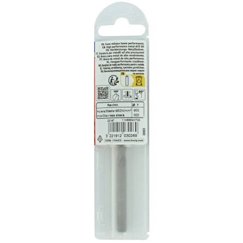 Ø: 7 / L: 109 / Broca para metal HSS-E5 (cobalto 5 %) -Afilado SPLIT POINT -Graduada SLR (Funda plástico)