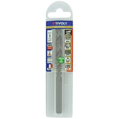 Ø: 8 / L: 117 / Broca para metal HSS-E5 (cobalto 5 %) -Afilado SPLIT POINT -Graduada SLR (Funda plástico)