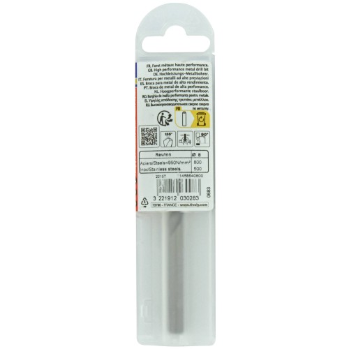 Ø: 8 / L: 117 / Broca para metal HSS-E5 (cobalto 5 %) -Afilado SPLIT POINT -Graduada SLR (Funda plástico)