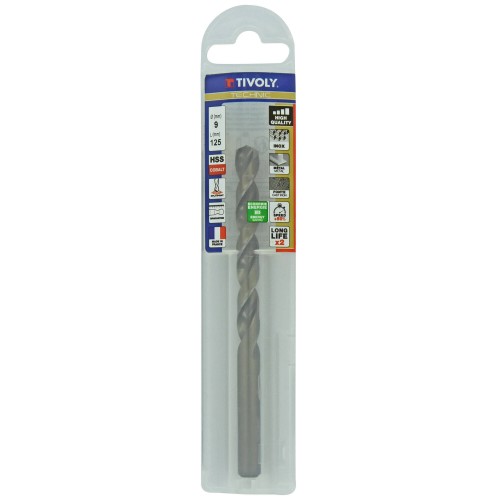 Ø: 9 / L: 125 / Broca para metal HSS-E5 (cobalto 5 %) -Afilado SPLIT POINT -Graduada SLR (Funda plástico)