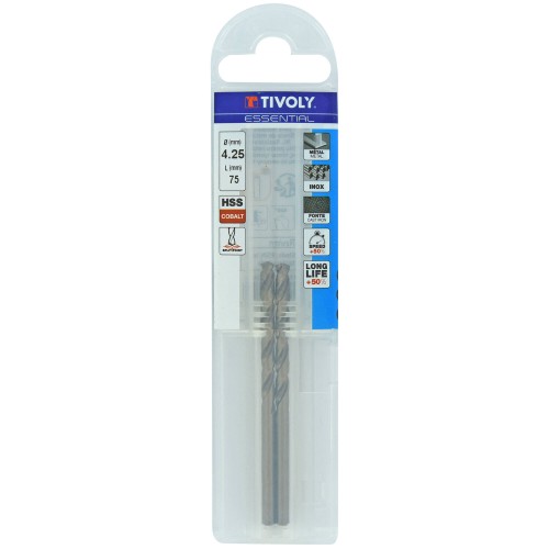 Ø: 4.25 / L: 75 / Broca para metal HSS-E5 (cobalto 5 %) -Afilado SPLIT POINT -Graduada SLR (Funda plástico)