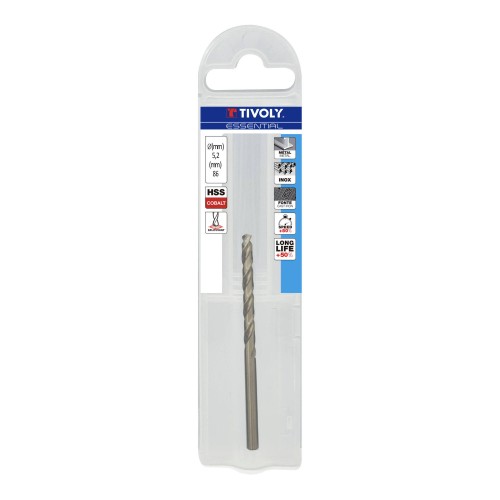 Ø: 5.2 / L: 86 / Broca para metal HSS-E5 (cobalto 5 %) -Afilado SPLIT POINT -Graduada SLR (Funda plástico)