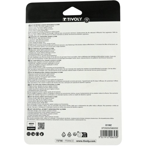 4 piezas: 3 cepillos para madera + 1 adaptador SDS+