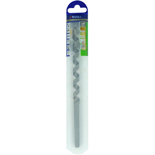 Ø: 10 / Broca para madera espiral única L. 200 mm -Mango hexagonal (Funda plástico) / L: 200