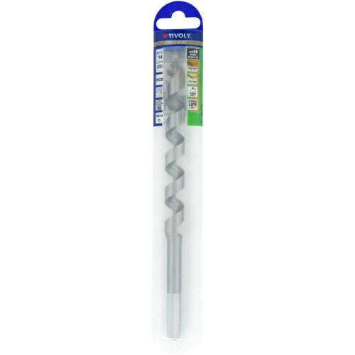 Ø: 14 / Broca para madera espiral única L. 200 mm -Mango hexagonal (Funda plástico) / L: 200