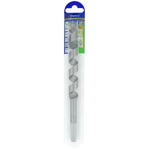 Ø: 16 / Broca para madera espiral única L. 200 mm -Mango hexagonal (Funda plástico) / L: 200