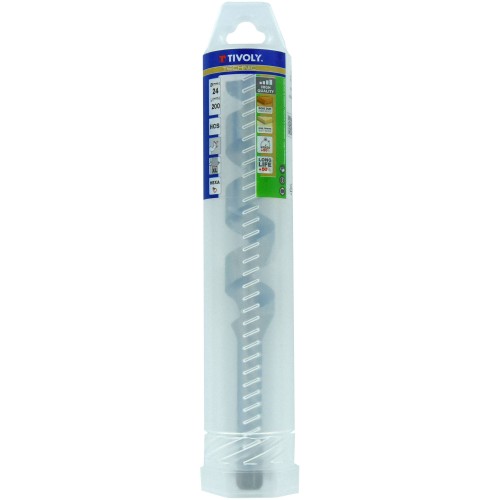 Ø: 24 / Broca para madera espiral única L. 200 mm -Mango hexagonal (Funda plástico) / L: 200
