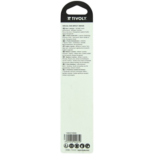 Ø: 6 / Broca para madera de 3 puntas Shock Serie -Mango hexagonal (Blíster) / L: 112