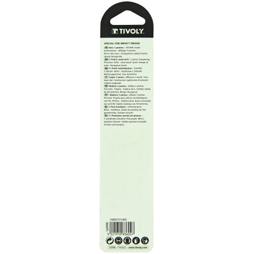 Ø: 10 / Broca para madera de 3 puntas Shock Serie -Mango hexagonal (Blíster) / L: 133